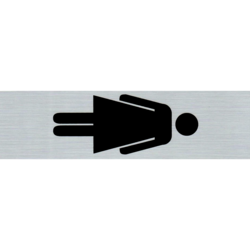Dames toilet / douche pictogram - Aluminium look zelfklevend deurbordje